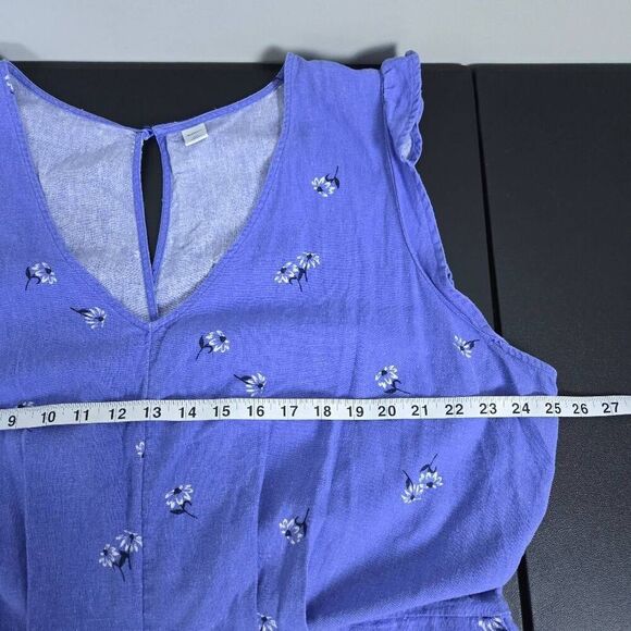 Old Navy Womens Floral Linen Romper Size XXL Blue V Neck Cottagecore Boho Beachy - Picture 8 of 10